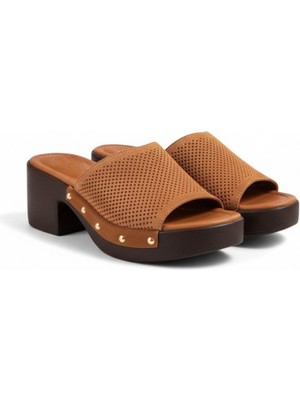 Ne&Ve Shoes Süet Hakiki Deri Hafif Tabanlı Iğne Zımba Detaylı Kadın Takunya Terlik