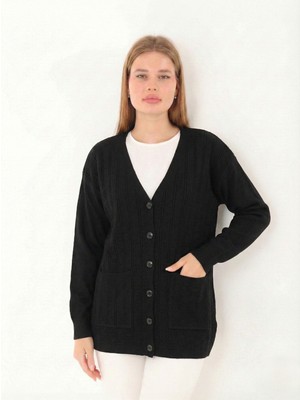 Lanze Anne Düğmeli Dolu Örgü Triko Hırka 04