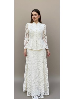 Rabiossa Kadın Zarafet Serisi Ekru Dantel Takım