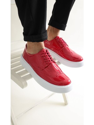 Zapatos CH149 Changer Over Erkek Günlük Bağcıklı Rugan Klasik Ayakkabı Rbt - Kırmızı