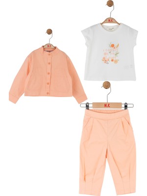 NK 01-04 Yaş Kız Bebek Somon Üçlü Takım - Somon