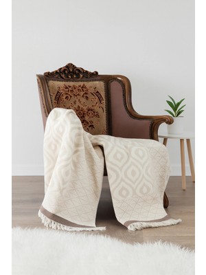 Orbit %100 Pamuk Premium Çok Amaçlı Tv Battaniyesi - 130X170 cm Etnik Desenli Diz Battaniyesi, Yumuşak Doku Piknik Örtüsü ve Dekoratif Yatak Odası Pikesi (650 Gr)