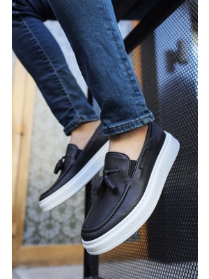 Zapatos CH127 Loafer-X Erkek Günlük Bağcıksız Corcik Cilt Klasik Ayakkabı Cbt - Siyah