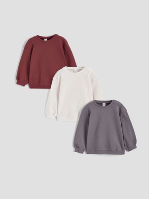 Lcw Bordo Basic Uzun Kollu Erkek Bebek Sweatshirt 3'lü