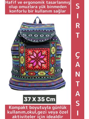 Wintoup Konforlu Gündelik Okul Gezi Çok Şık Kilim Tasarımlı Hafif Kadın Erkek Sırt Çantası 37 x 35 cm