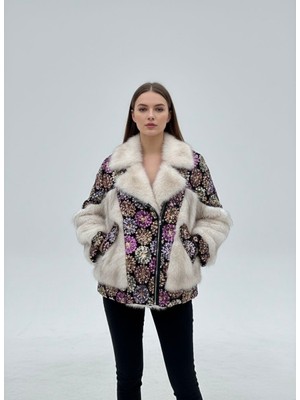 Rabiossa Kadın Püskül Detaylı Işıltılı Lüks Kürk Mont