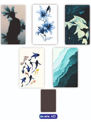 On Dijital Baskı Merkezi Mavi Temalı 5 Adet Buzdolabı Magnet Seti