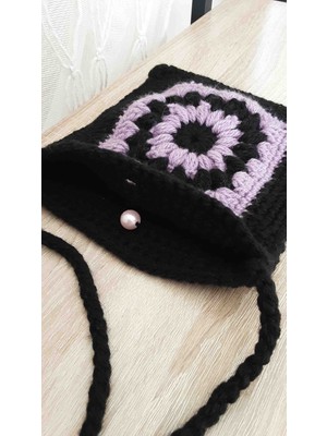 Lal Dizayn El Örgüsü Motif Küçük  Boy Çanta