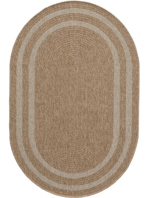 Türkeri Halı Oval Jüt Halı Doğal Hasır Görünümlü Bohem Dekoratif Halı