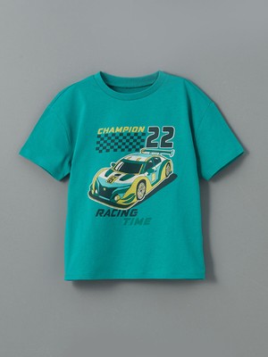 Lc Waikiki Yeni Sezon Bisiklet Yaka Baskılı Erkek Çocuk Tişört