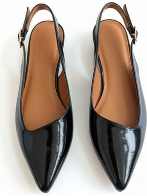 Ne&Ve Shoes Rugan Sivri Burun Tokalı Kadın Babet