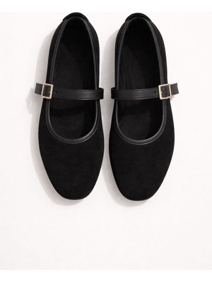 Slipcat Kadın Babet Ayakkabı Kadife Altın Tokalı Ofis Ev Ayakkabısı