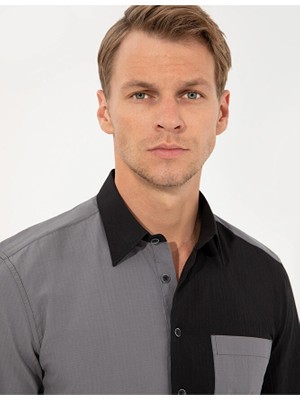 Pierre Cardin Erkek Siyah Regular Fit Kısa Kollu Gömlek