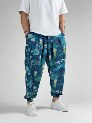 Cocopelli Deniz Anası Desenli Pileli Erkek Yarım Şalvar COC2816