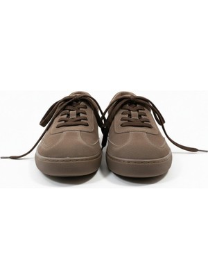 Ne&Ve Shoes Vizon Süet Hakiki Deri Bağcıklı Kadın Günlük Sneaker