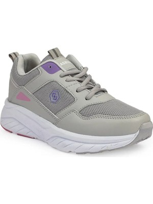Queen Step 2105-26 Cilt Deri Anatomik Kadın Sneaker Gri Mor Beyaz