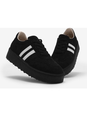 Tonny Black Kadın Siyah Kadın Süet Rahat Kalıp Sneaker