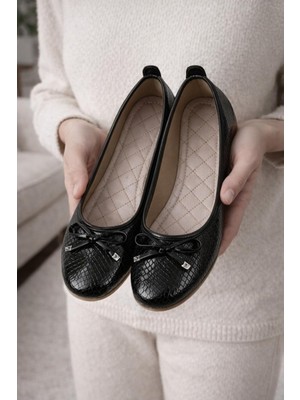 FootFrenzy Lucy Kadın Gold Altın Model Desenli Rahat Günlük Model Babet Ayakkabı