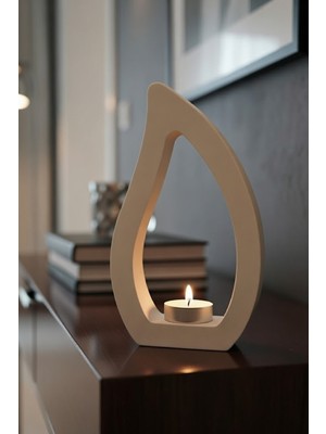 Safir Design Minimalist El Yapımı Damal Formlu Mum Hediyeli Mumluk - Modern Ev Dekorasyonu ve Anı Hediyesi