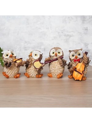 Efe Avm Müzisyen Baykuşlar Biblo Seti 4'lü