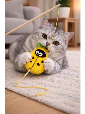 Matatabi Uğurböceği Kedi Oltası Oyuncak – Av Modu Açılır