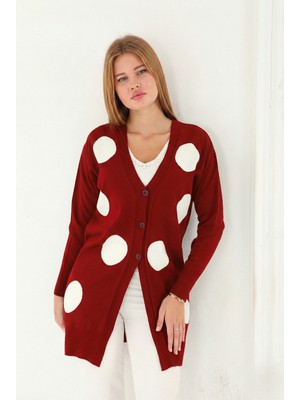 Lanze Ince Triko Hırka Puantiye Desen