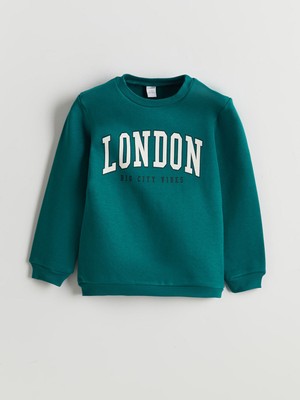 Lc Waikiki Yeni Sezon Bisiklet Yaka Baskılı Erkek Çocuk Kalın Sweatshirt