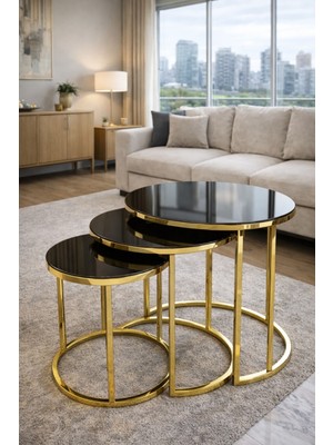 Teknor Gold Metal Zigon Sehpa Bronz Aynalı