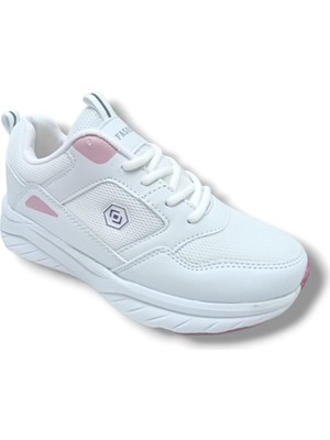 Queen Step 2110-26 Deri Anorak Anatomik Kadın Sneaker Beyaz Pembe
