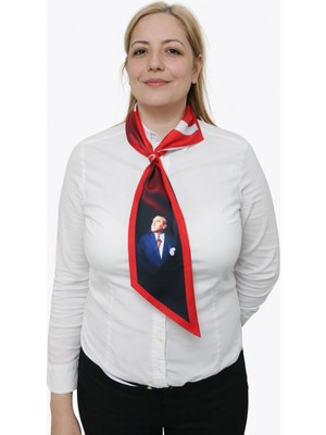 Moda Nokta Atatürk Silüetli ve Imzalı Kravat Model Boyun Fuları