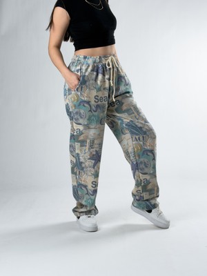 Cocopelli Sea Desenli Kadın Baggy Pantolon COC2829