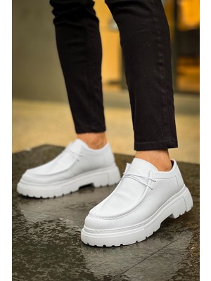 Zapatos CH2404 Castle Erkek Günlük Bağcıklı Cilt Klasik Ayakkabı Cbt - Beyaz