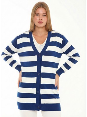 Lanze Ince Triko Hırka Çizgili Desen