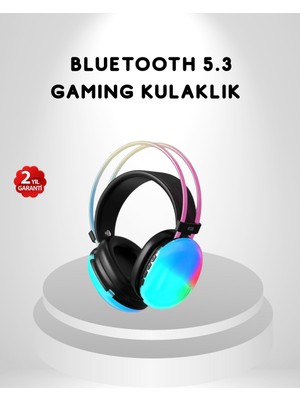 Sh Ticaret Rgb Işıklı Kablosuz Kulaklık Bluetooth 5.3 800MAH Ergonomik Ipx4 Dayanıklı