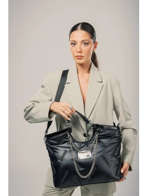 Armüz Enya Siyah Cilt Omuz Çantası