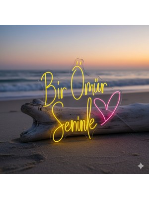 Neonled "bir Ömür Seninle" Neon LED Yazı & Kalpli Figür (Kına, Nişan, Düğün Organizasyon Konsept)