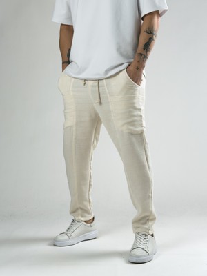 Cocopelli Keten Bej Erkek Jogger Pantolon COC2817