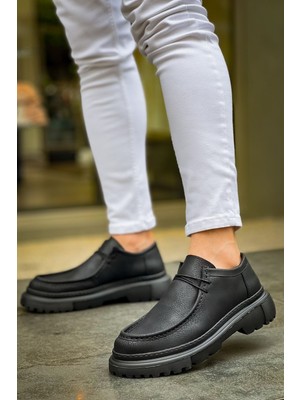 Zapatos CH2404 Castle Erkek Günlük Bağcıklı Cilt Klasik Ayakkabı Cst - Siyah
