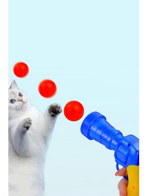 Peluş Top Atan Kedi Oyuncağı Eğlenceli Kedi Topu Fırlatan Tabanca Oyuncak 30 Adet Top