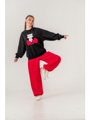 Loco Loco 09-15 Yaş Kedili Sweat - Siyah