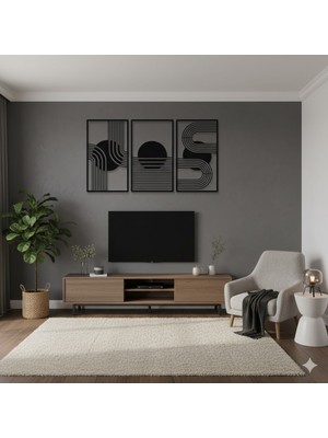Ayaz Steel Art Modern Geometrik Desenli 3’lü Metal Duvar Tablosu
