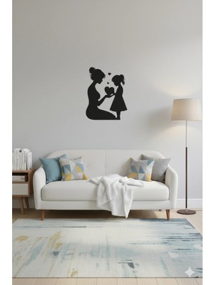 Ayaz Steel Art Metal Duvar Tablosu – Anne Çocuk Silüet Dekoru