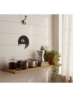 Ayaz Steel Art Kahve Fincanı Silüeti Metal Duvar Dekoru / Modern Mutfak Kafe Konsept Duvar Süsü
