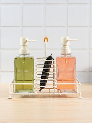 Safestore 2’li Metal Standlı Cam Sıvı Sabun ve Sabunluk 500 ml Krem