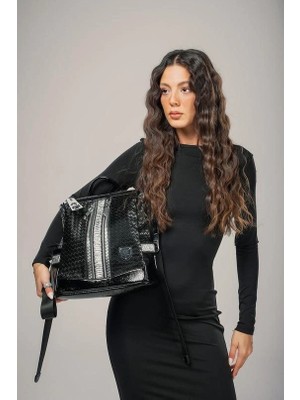 Armüz Pely Siyah Cilt Kol ve Sırt Çantası