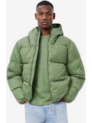Lacoste Relaxed Fit Down Fill Water Repellent Jacket Kaztüyü Dolgu Sabit Kapüşonlu Suya Dayanıklı Erkek Mont Yeşil