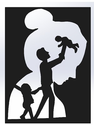 Ayaz Steel Art Aile Silueti Metal Duvar Dekoru – Baba ve Çocuk Tasarımı