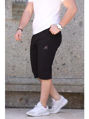 Amblem Detaylı Bel Lastikli Erkek Kapri P-00010531