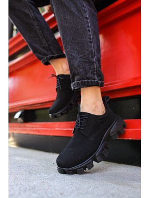 Zapatos CH093 Castle Erkek Günlük Bağcıklı Süet Klasik Ayakkabı Sst - Siyah