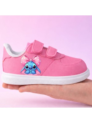 Lias Design Pembe Kurdela Laylo Baskılı Pembe Bantlı Çocuk Spor Ayakkabı Sneaker